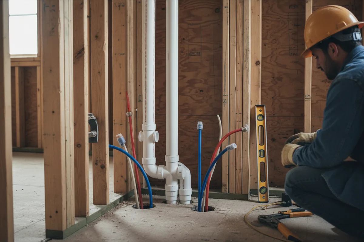Drain and supply rough-in during Drain Cleaning in Herrin
